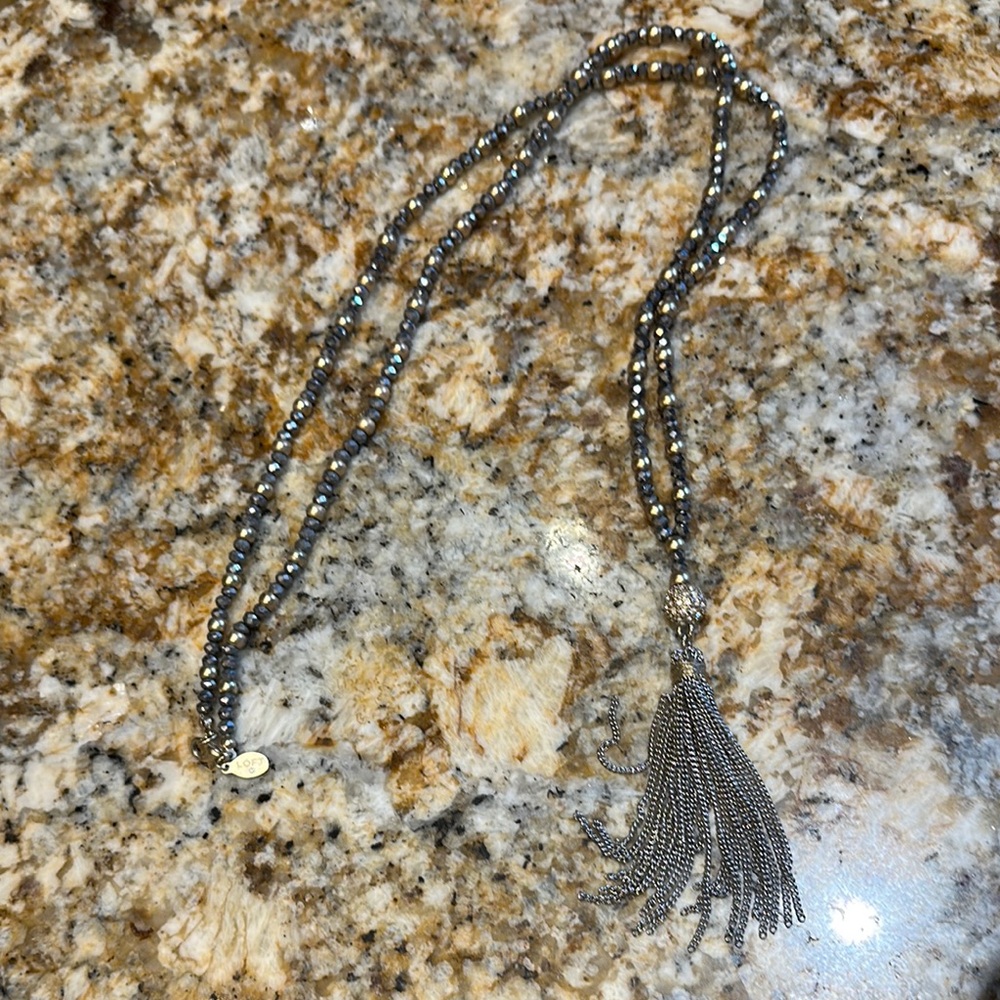 LOFT Silver Necklace with Elegant Tassel Design